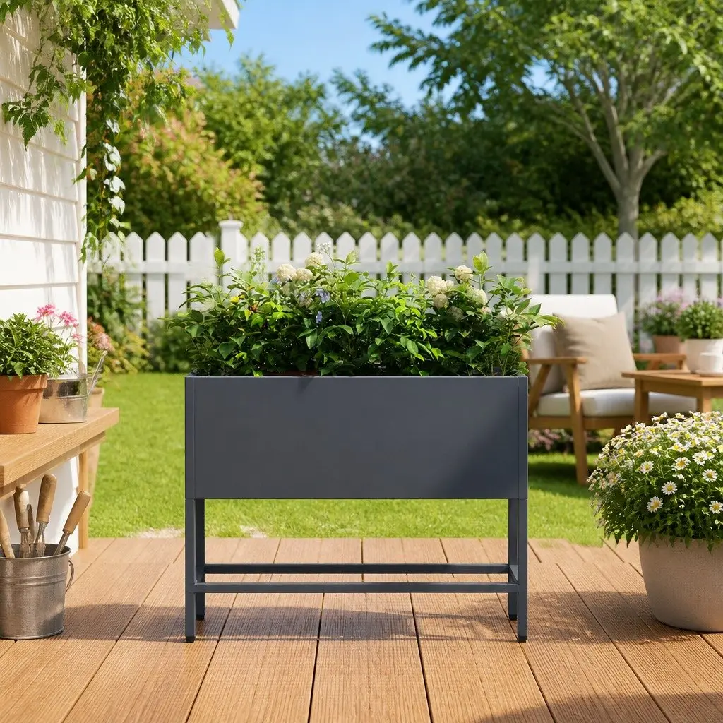Raised Garden Planter Rectangular Outdoor Gardening Bed Steel Metal Container