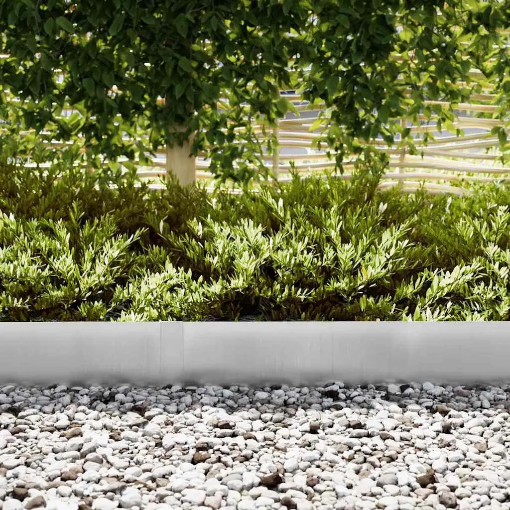 Garden Lawn Edging 20 pcs 100cm Galvanised Steel Border Silver Outdoor Path