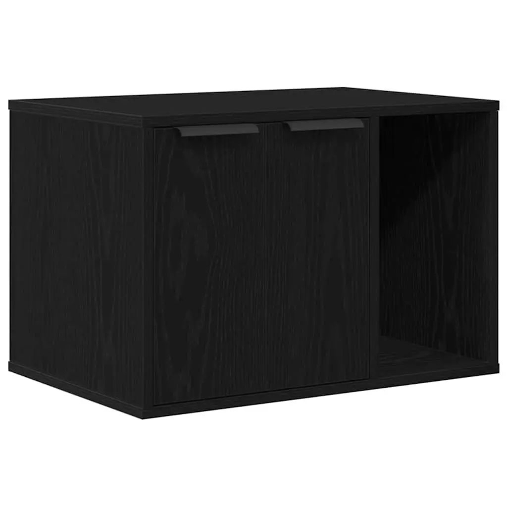 Cat Litter Box Enclosure Furniture Hidden Design Black Oak 60x40x40cm Cabinet