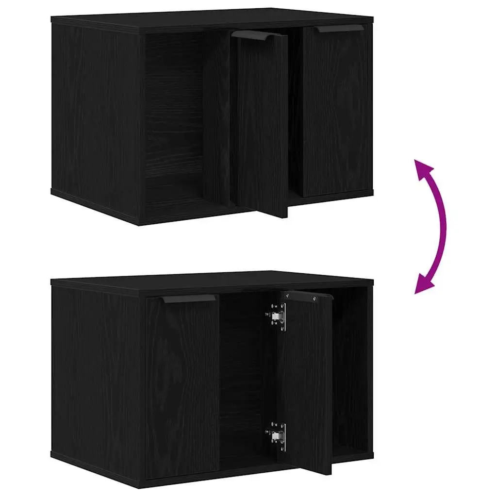 Cat Litter Box Enclosure Furniture Hidden Design Black Oak 60x40x40cm Cabinet