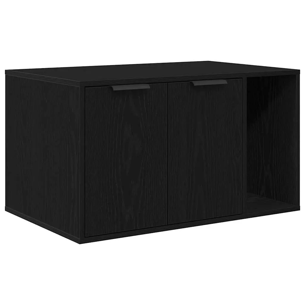 Cat Litter Box Enclosure Furniture Hidden Design Black Oak 80x50x45cm