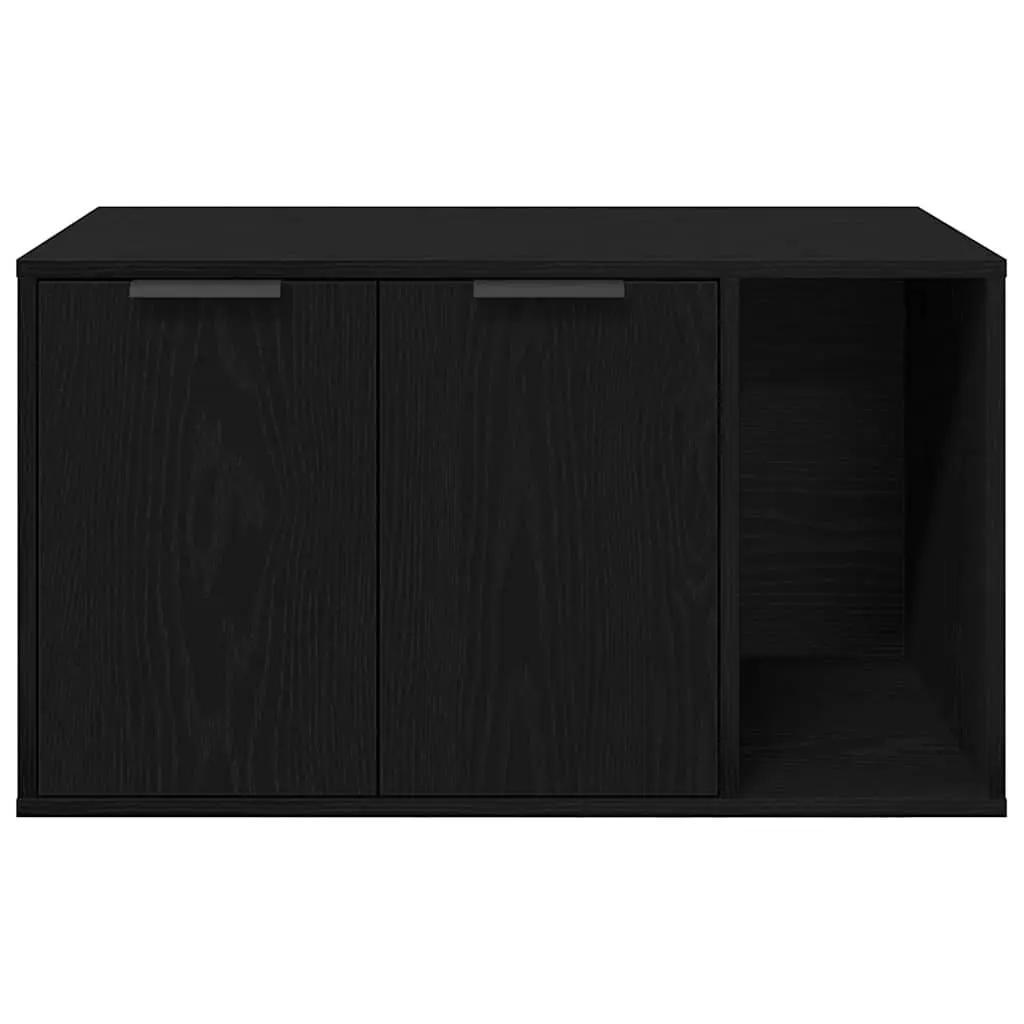 Cat Litter Box Enclosure Furniture Hidden Design Black Oak 80x50x45cm