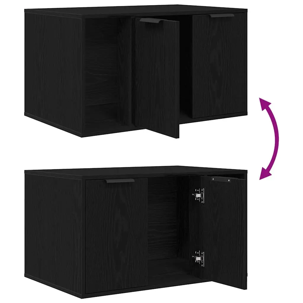 Cat Litter Box Enclosure Furniture Hidden Design Black Oak 80x50x45cm
