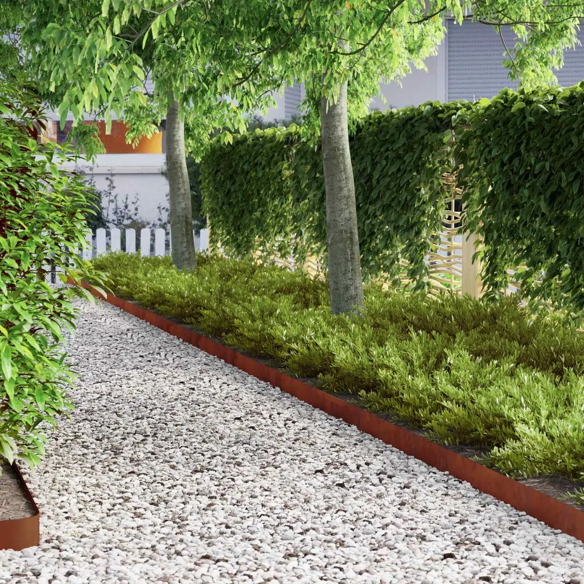 Garden Lawn Edging 450cm Brown Weathered Steel Border Landscaping Fence Edging