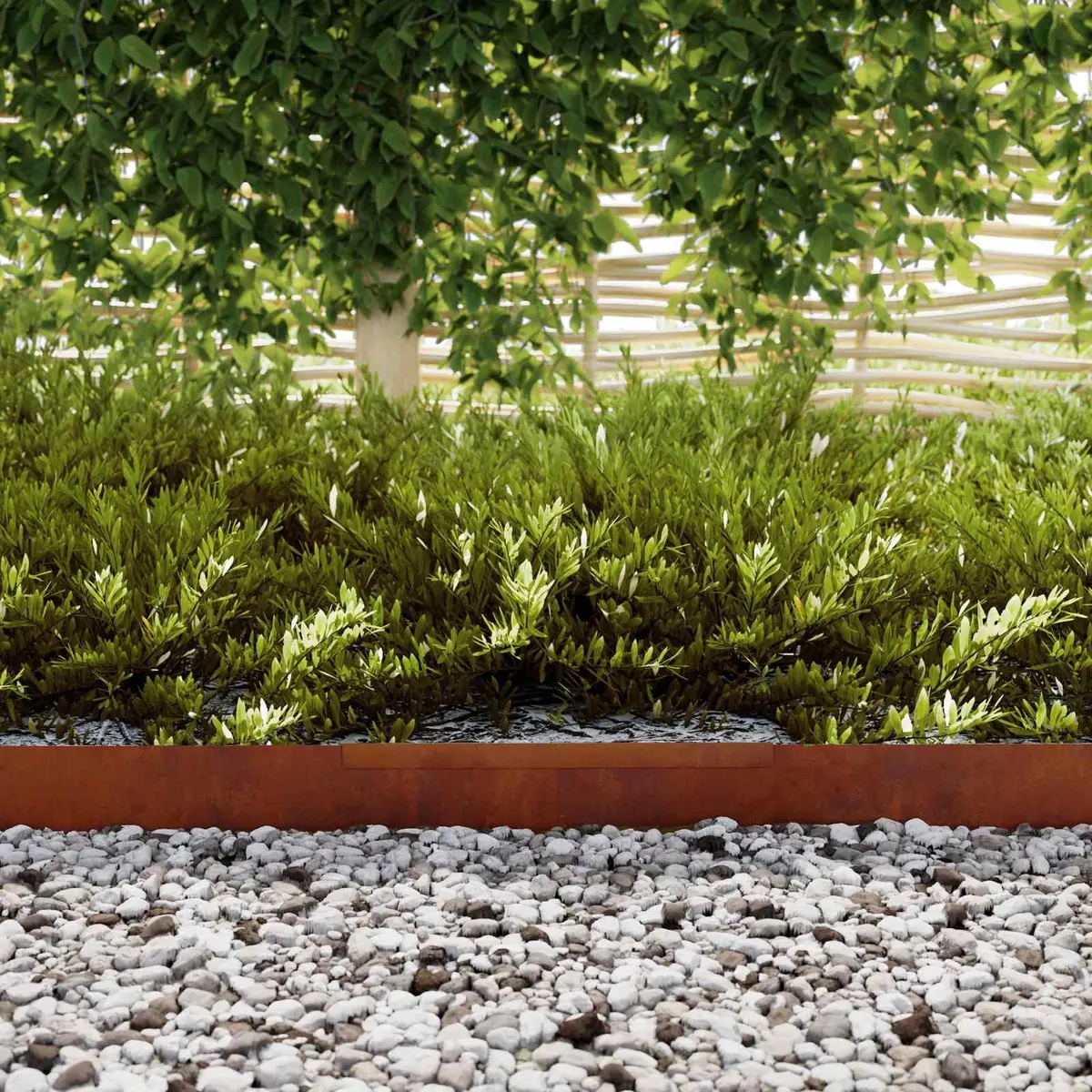 Garden Lawn Edging 450cm Brown Weathered Steel Border Landscaping Fence Edging