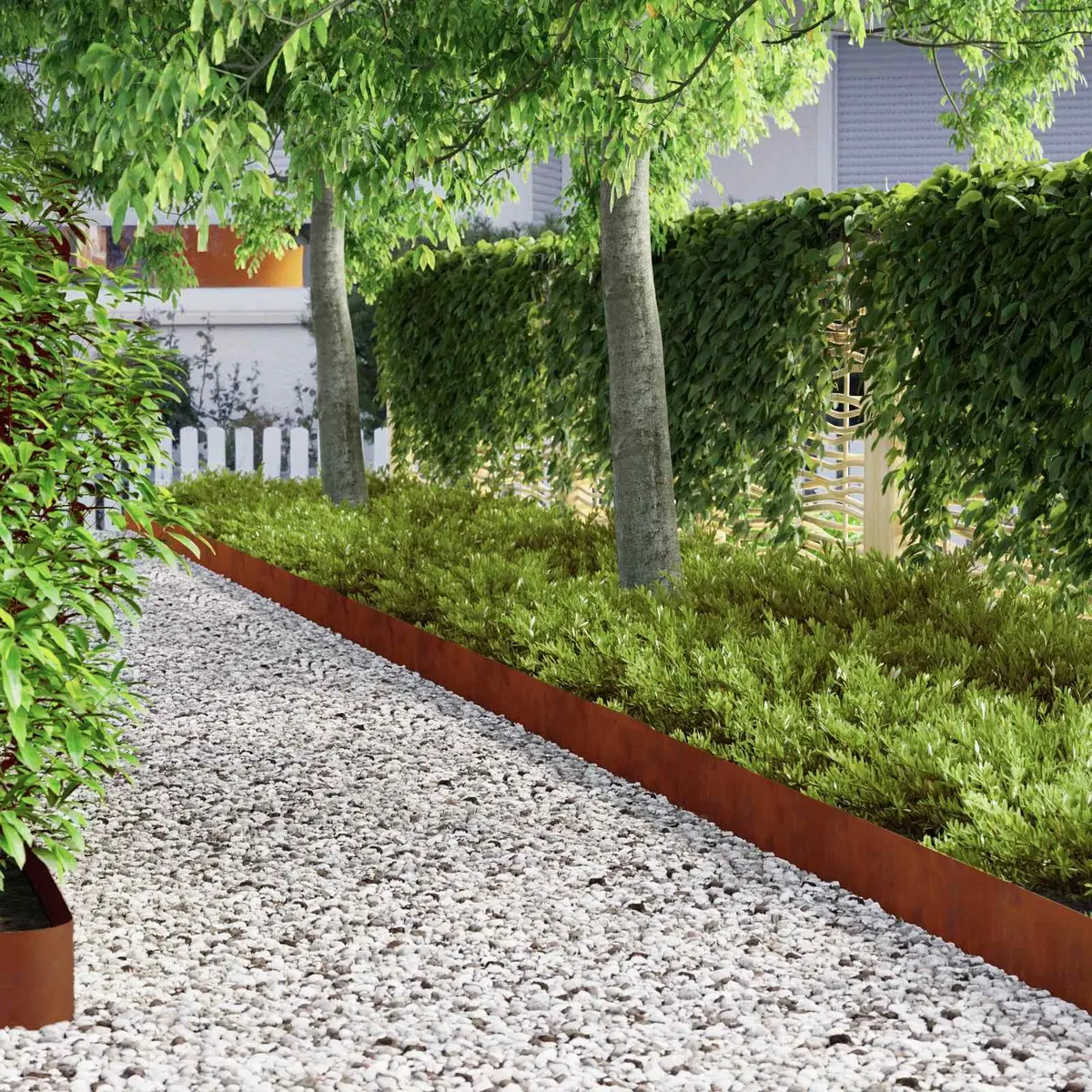 Garden Lawn Edging 450cm Weathering Steel Rusty Brown Outdoor Border Landscaping