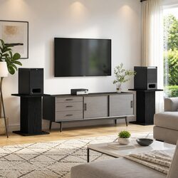 Speaker Stands Set of 2 - 30x30x40 cm Black Wood