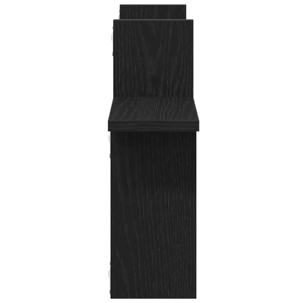 Wall Shelves 2 pcs Black Engineered Wood Floating Storage Display Organiser