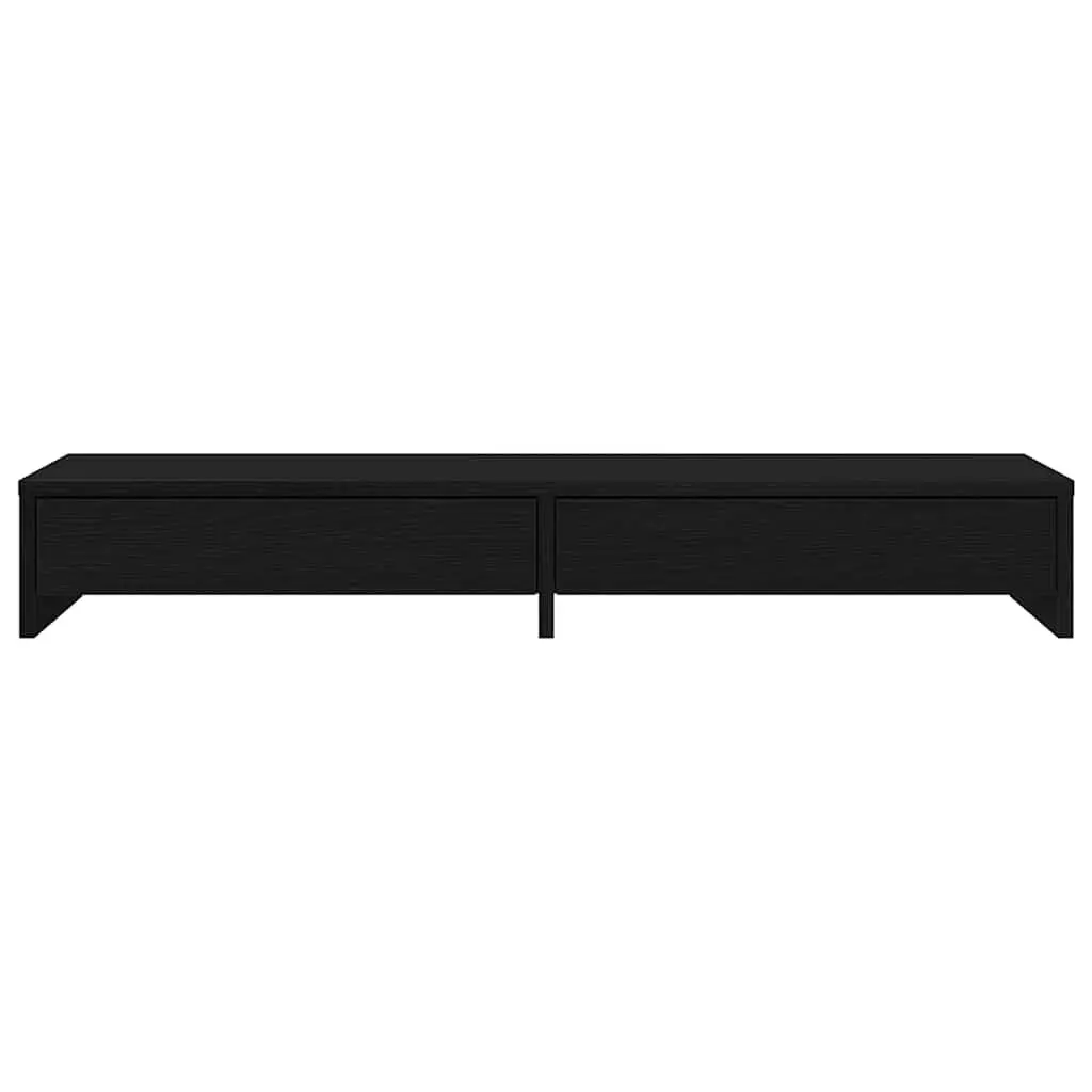 Monitor Stand for Office 100x27x15cm Black Oak Engineered Wood with 2 Drawers