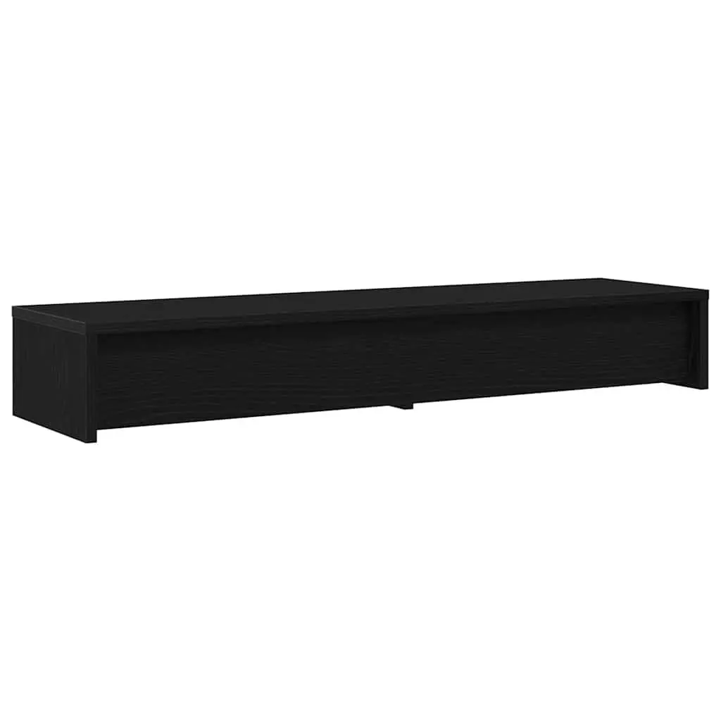 Monitor Stand for Office 100x27x15cm Black Oak Engineered Wood with 2 Drawers