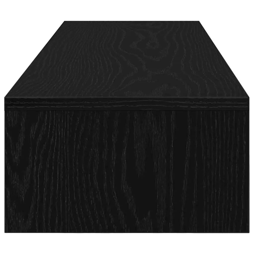 Monitor Stand for Office 100x27x15cm Black Oak Engineered Wood with 2 Drawers