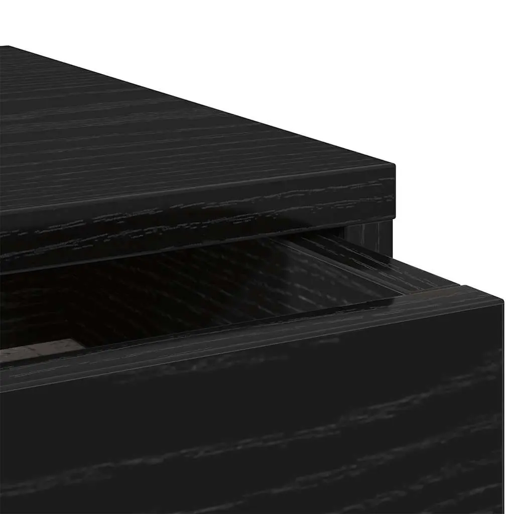 Monitor Stand for Office 100x27x15cm Black Oak Engineered Wood with 2 Drawers
