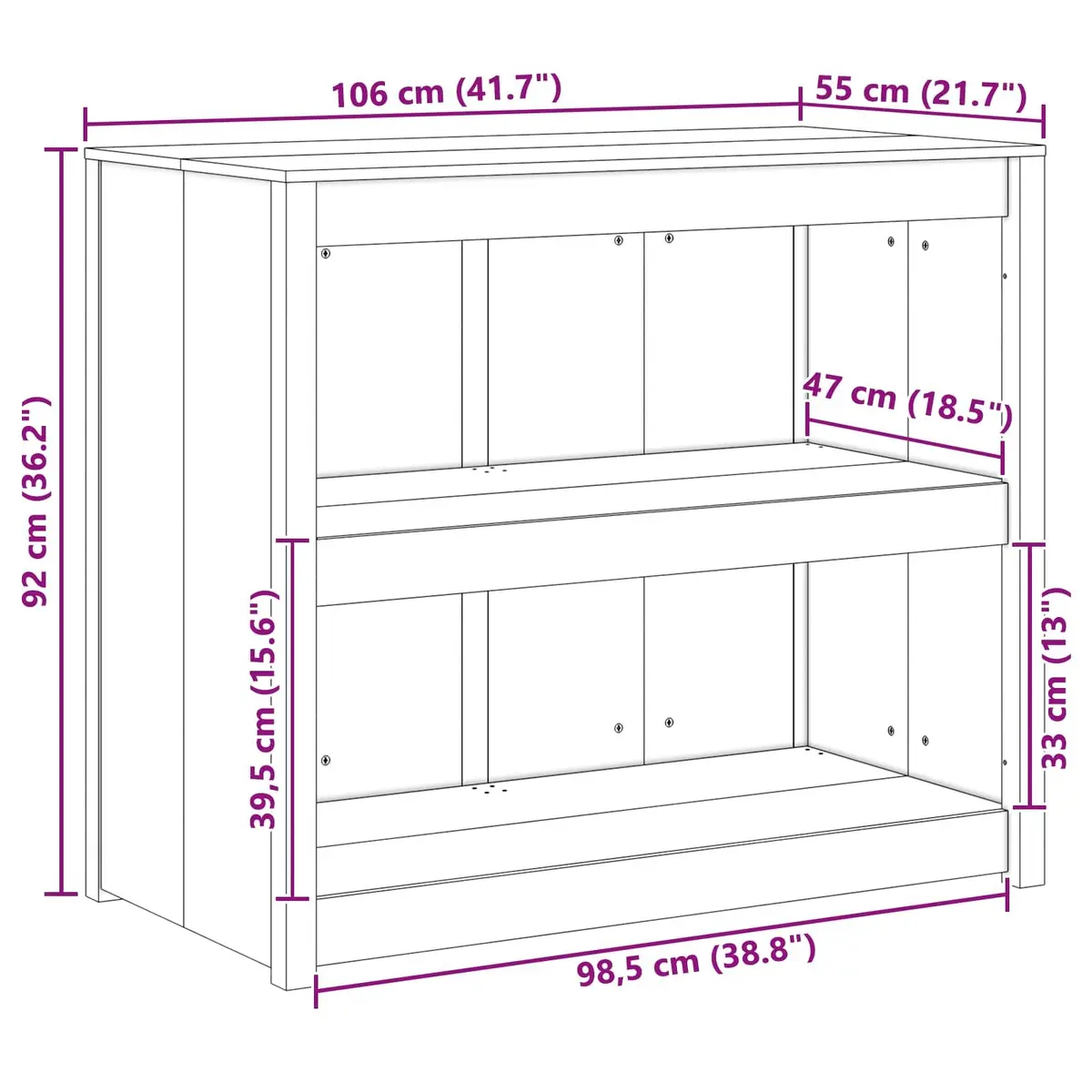 Brown Oak Kitchen Cabinet 106x55x92cm