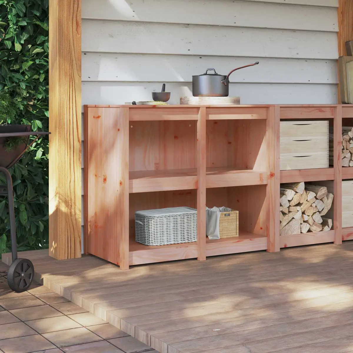 106cm Wide Brown Oak Kitchen Cabinet