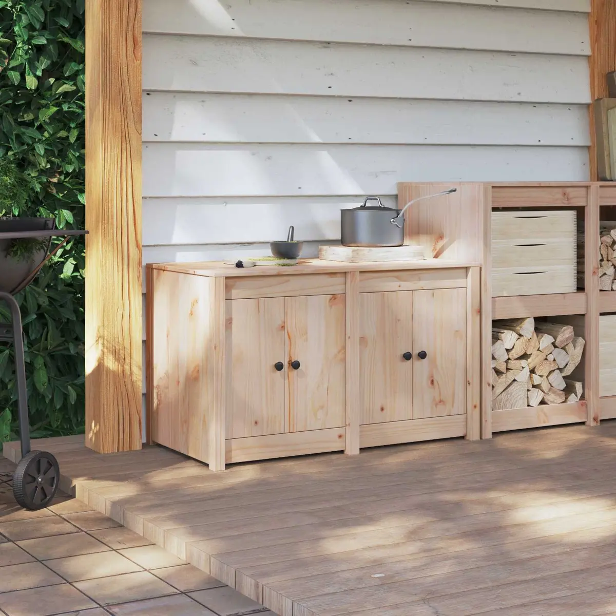 Kitchen Cabinet with Shelf Brown Oak Storage Unit Modern Home Furniture