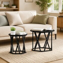 Specifications of Round Black Side Table Set of 2