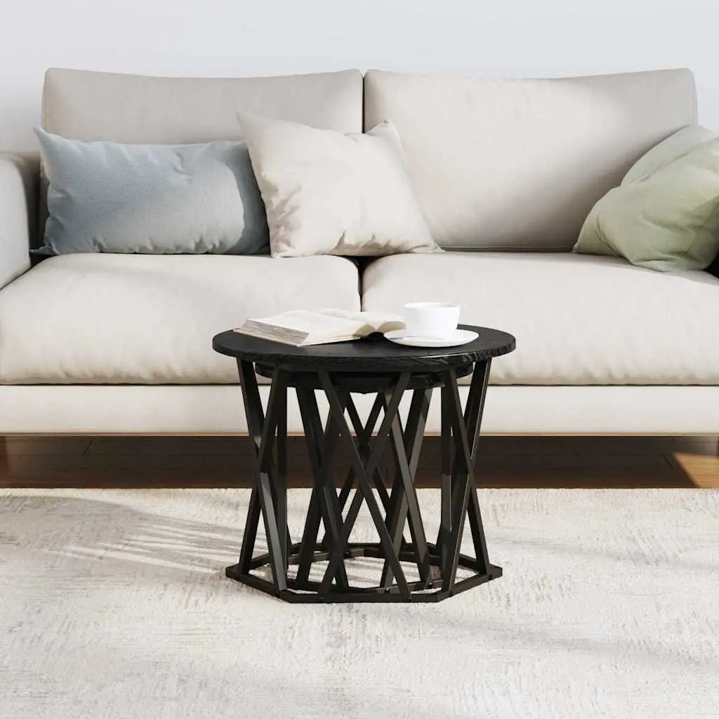 Round Black Side Table Set of 2