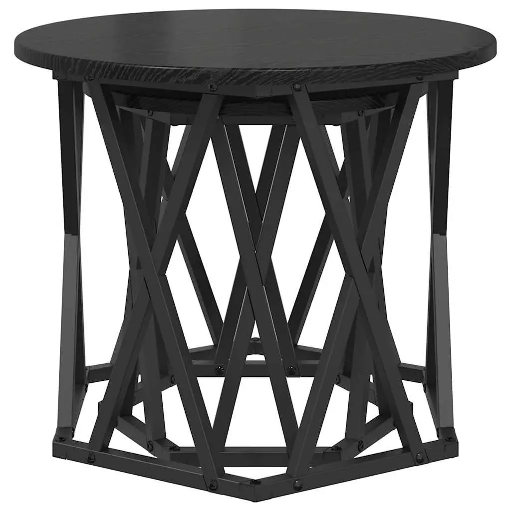 Round Black Side Table Set of 2