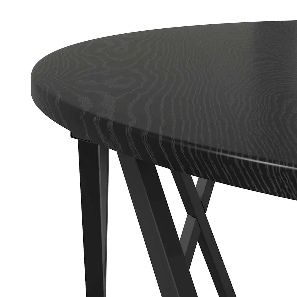 Round Black Coffee Table 80x80x42cm with Engineered Wood
