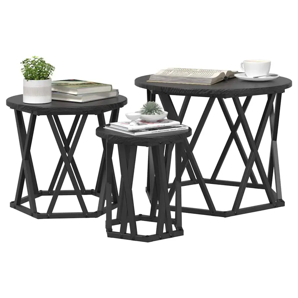 Black Modern Nesting Side Table Set