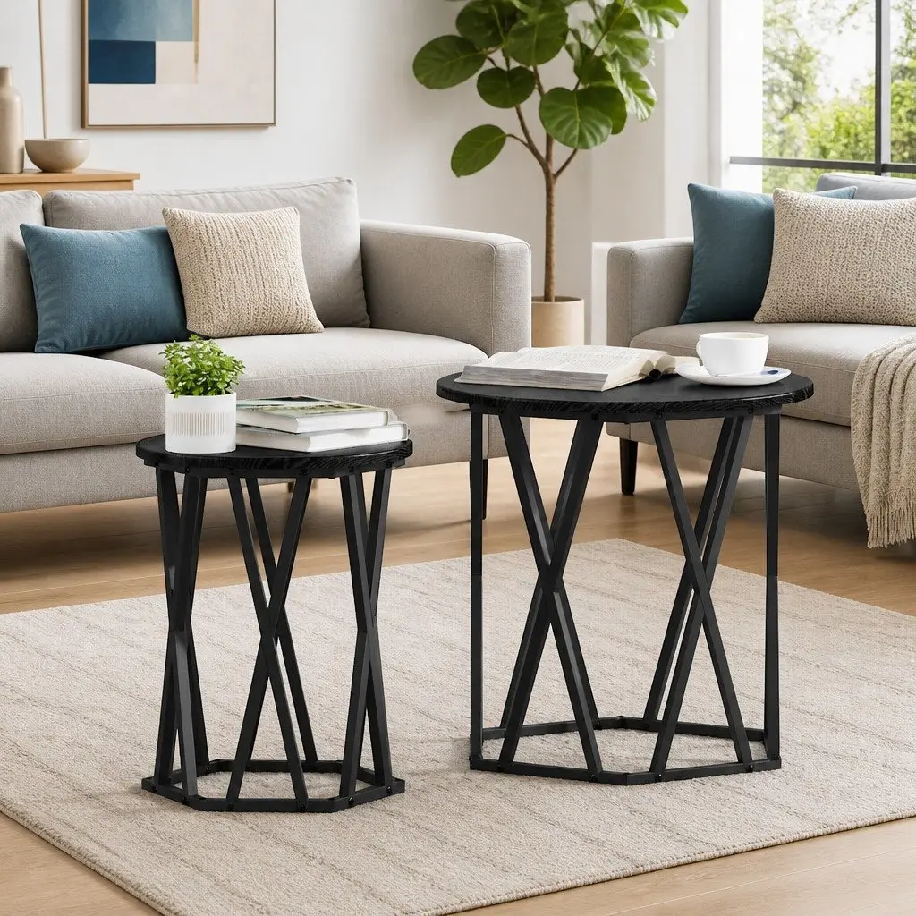 Round Coffee Table in Black Finish