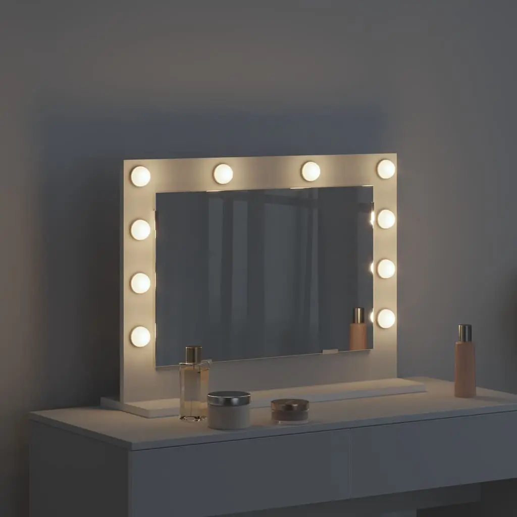 LED Vanity Mirror Bedroom 60x45x18cm Glass Engineered Wood