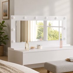 LED Vanity Mirror - Dimensions: 100x45cm, White Finish