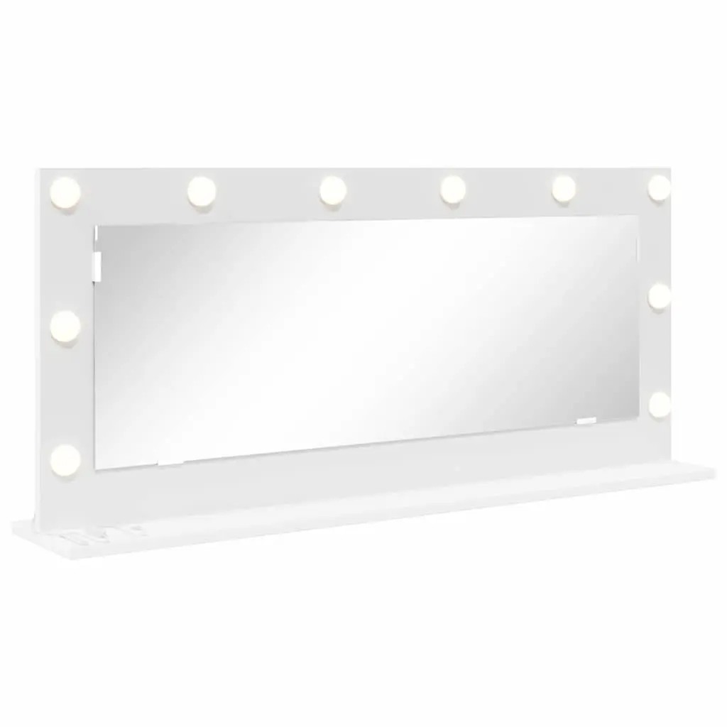 LED Vanity Mirror White Bedroom Dressing Table Makeup Mirror Glass Wood 100x45cm