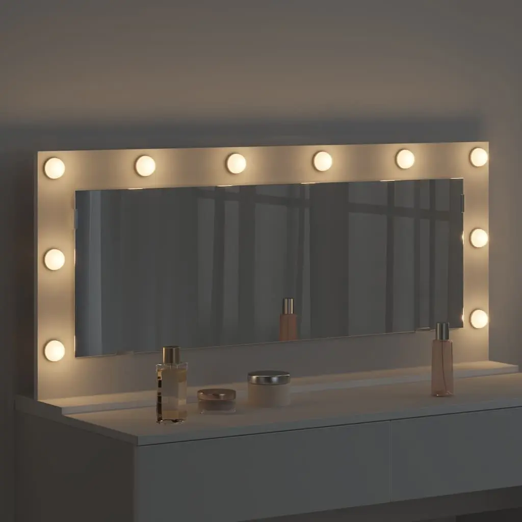 LED Vanity Mirror White Bedroom Dressing Table Makeup Mirror Glass Wood 100x45cm
