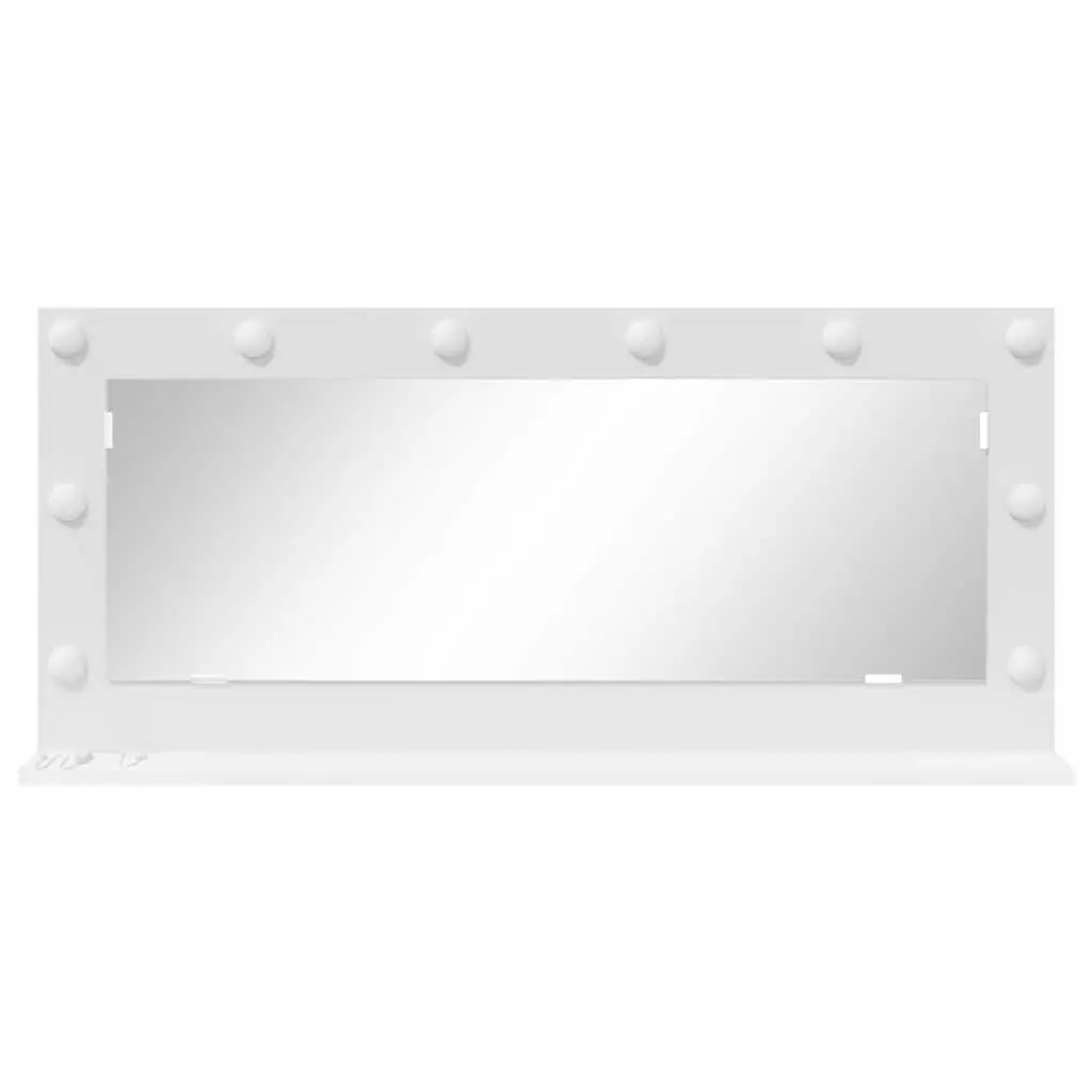 LED Vanity Mirror White Bedroom Dressing Table Makeup Mirror Glass Wood 100x45cm