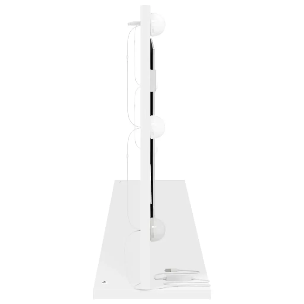 LED Vanity Mirror White Bedroom Dressing Table Makeup Mirror Glass Wood 100x45cm