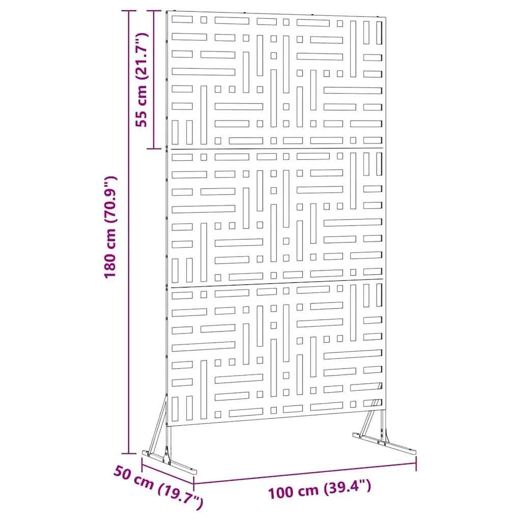 Garden Privacy Screen 100x50x180cm Steel Rectangle Outdoor Fence Panel Barrier