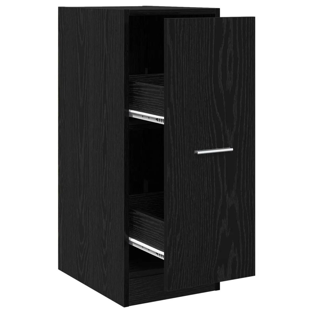 Storage Cabinet Black Oak Modern Apothecary Design Engineered Wood Home