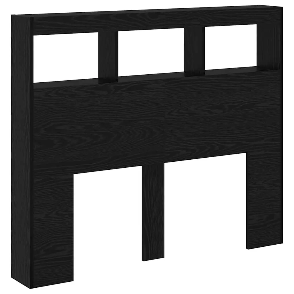 Headboard Bedroom Black Oak Engineered Wood with LED Light USB 120cm
