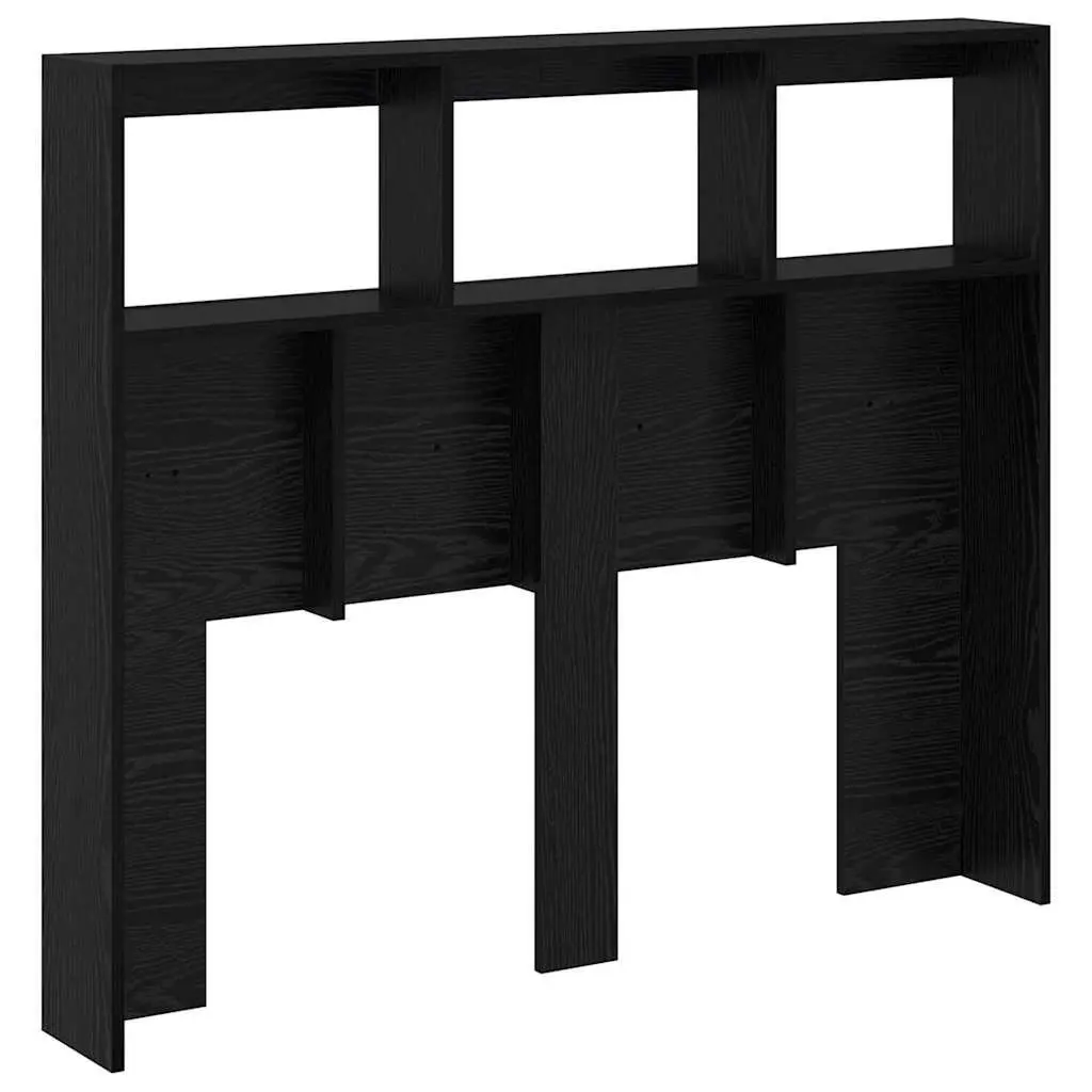 Headboard Bedroom Black Oak Engineered Wood with LED Light USB 120cm