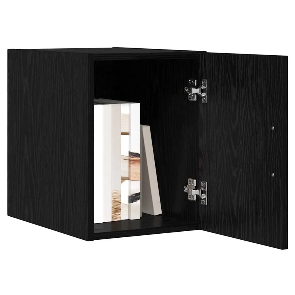 Wall-Mounted Cabinet Black Oak Storage Furniture Living Room Dining Area Display