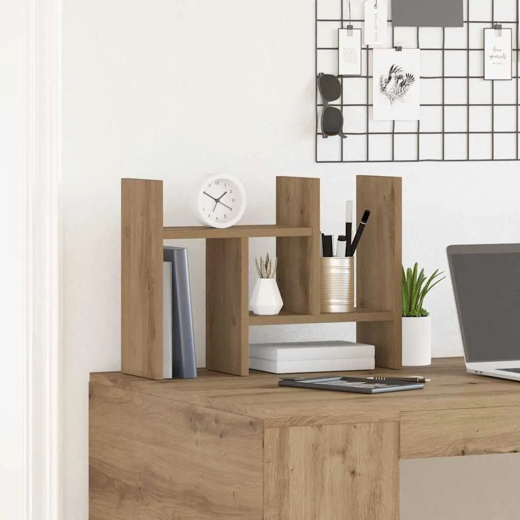 Desk Organiser Office Storage Compartment Tidy Workspace Engineered Wood Brown