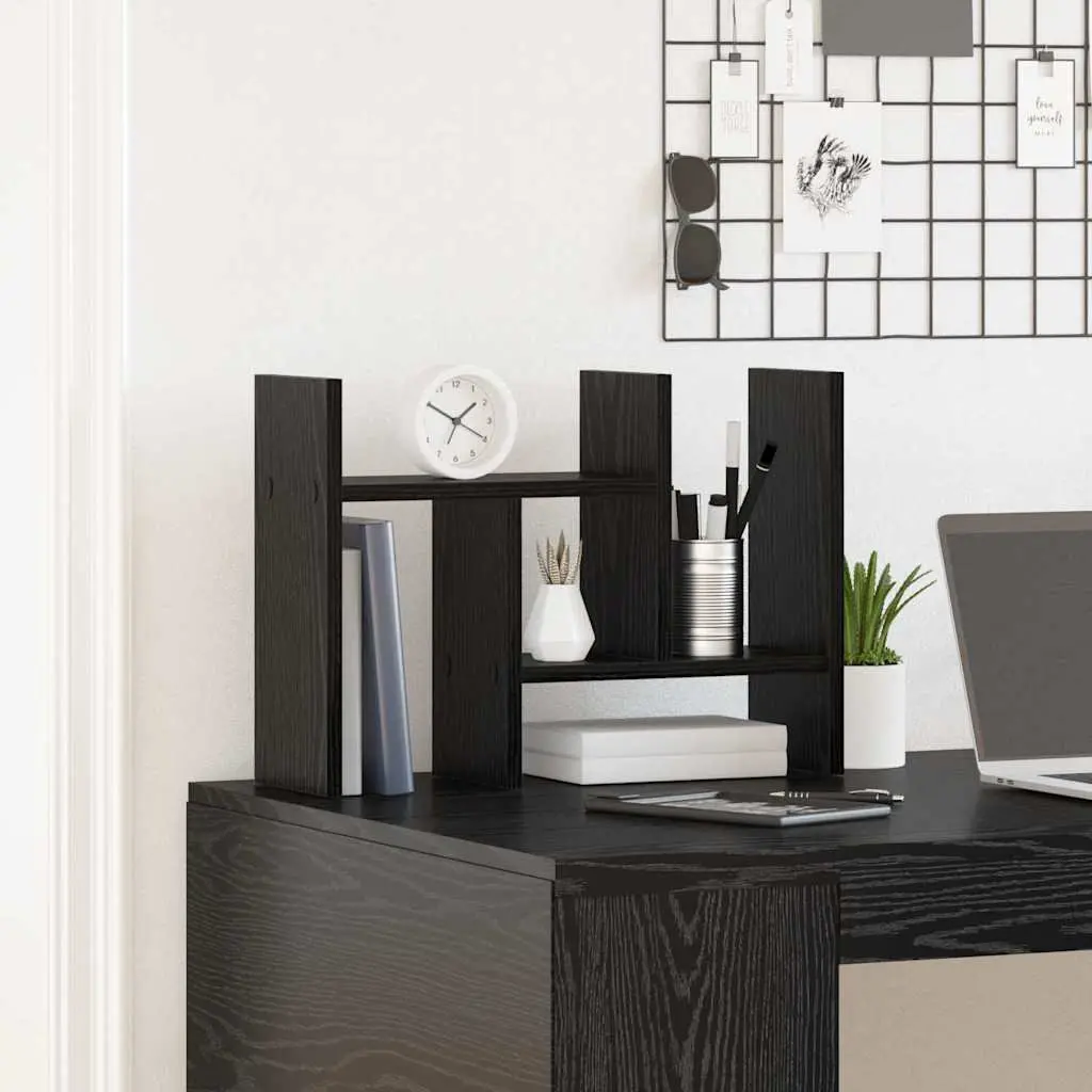 Desk Organiser for Office Use Black Oak Engineered Wood 50cm