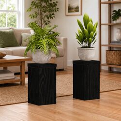 Plant Stand 2 pcs Black Modern Engineered Wood Indoor Outdoor Garden Display Pot