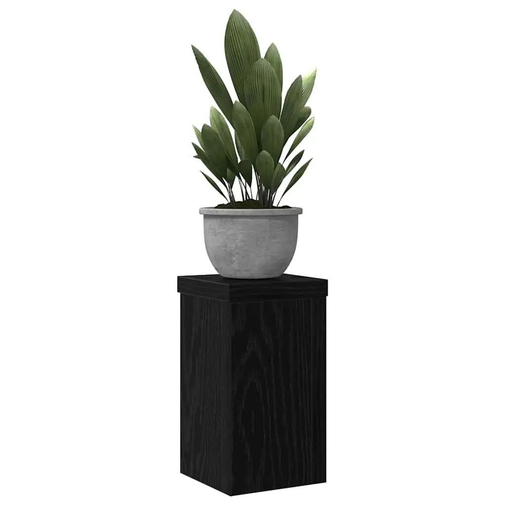 Plant Stand Indoor Outdoor 2 Piece Black Modern Engineered Wood Garden Display Pot