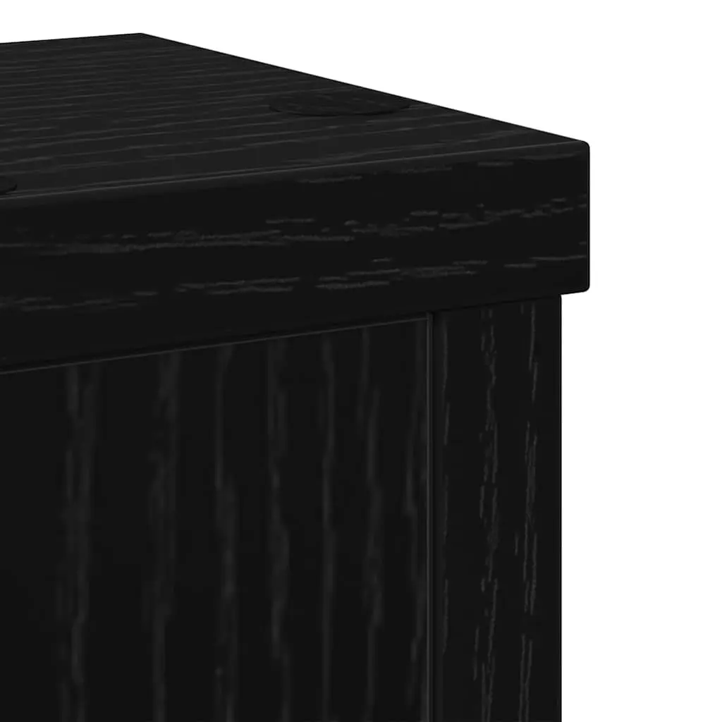 Plant Stand Indoor Outdoor 2 Piece Black Modern Engineered Wood Garden Display Pot