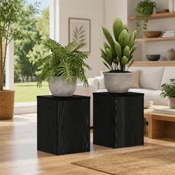 Black Oak Plant Stand Set – 25 x 25 x 35 cm Dimensions