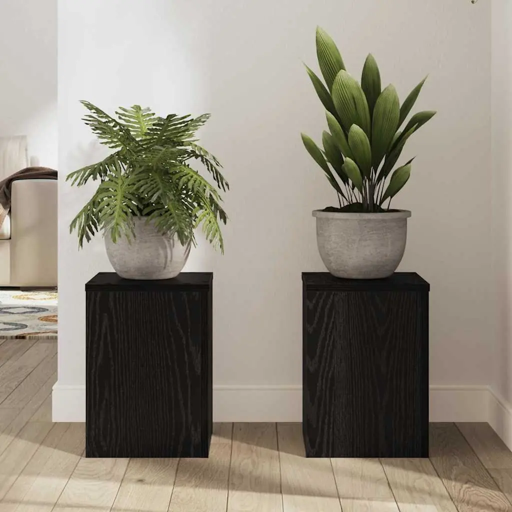 Plant Stand Indoor Outdoor 25 x 25 x 35 cm Black Oak 2 pcs
