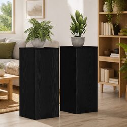 Plant Stand Set of 2 - Black Oak, 30x30x70cm Dimensions