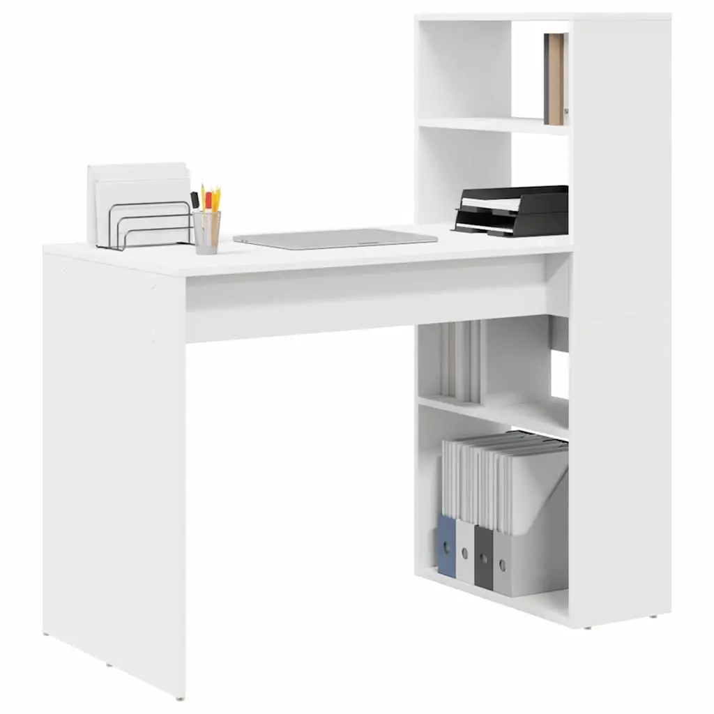Study Desk with Shelves for Home Office 113x54x120cm Modern White