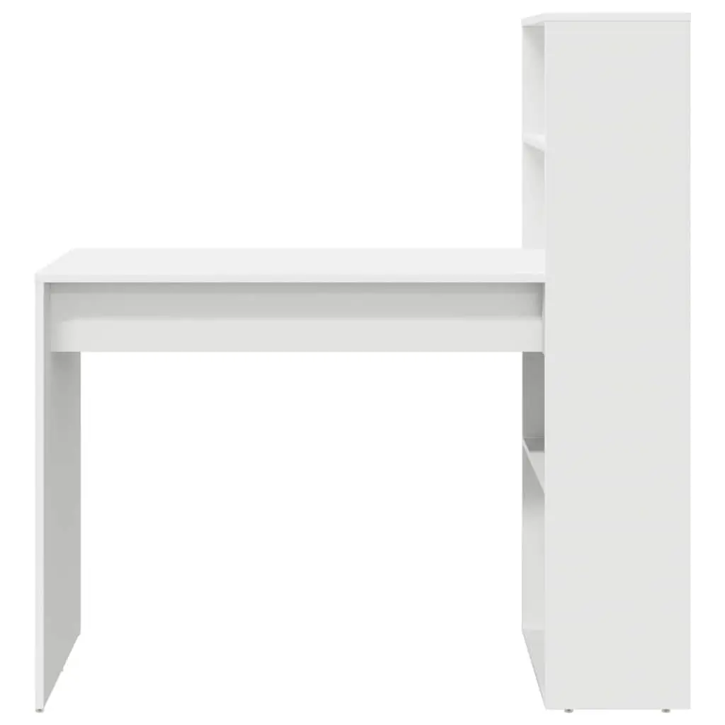 Study Desk with Shelves for Home Office 113x54x120cm Modern White