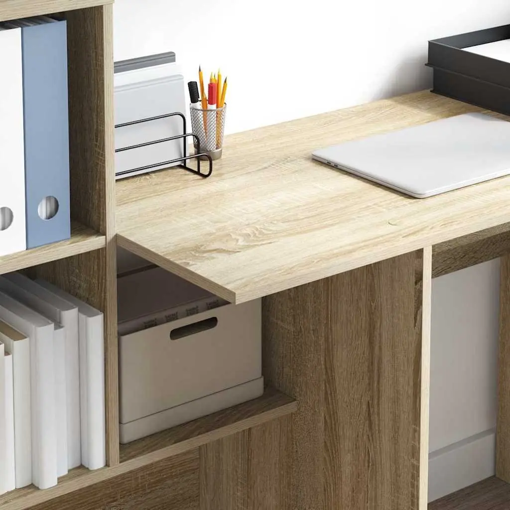 Engineered Wood Desk for Home Office with Storage Shelves Brown Sonoma Oak 1315 x 500 x 1065 mm