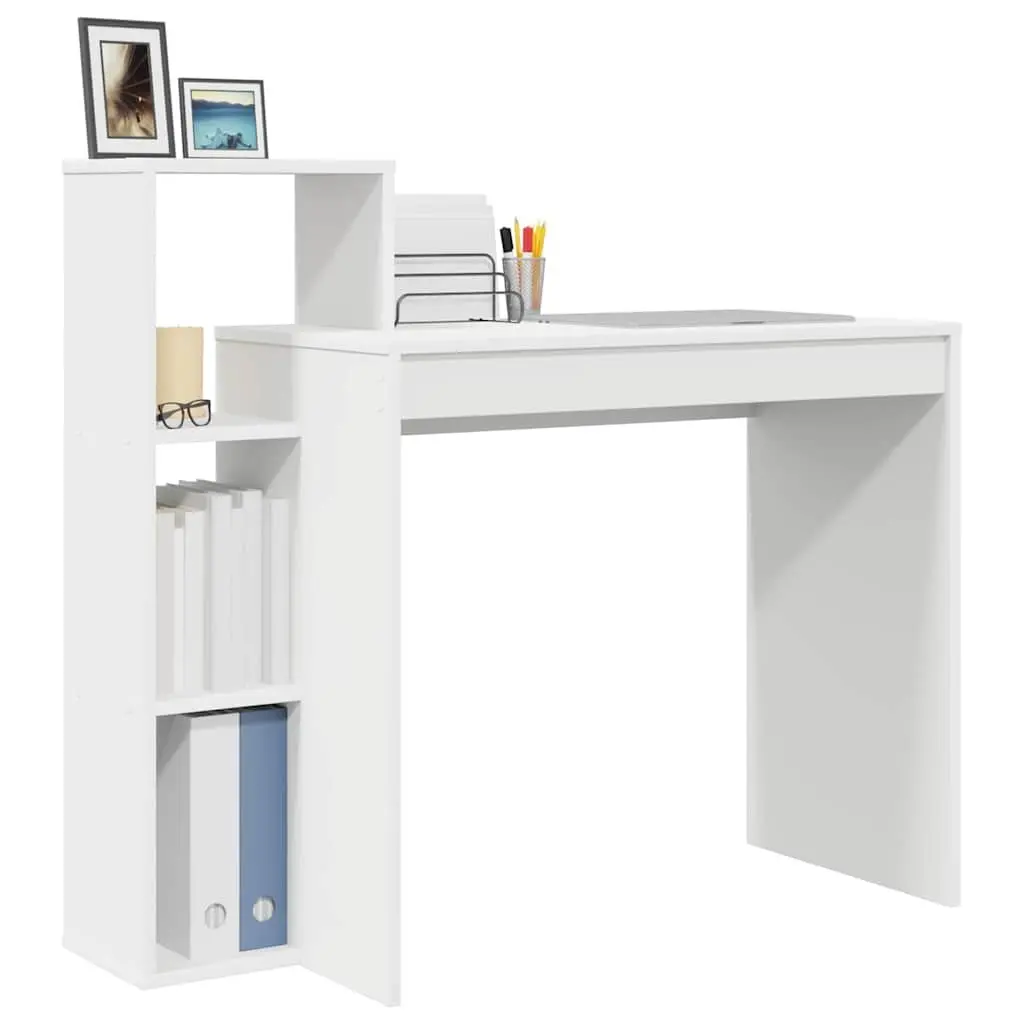 White Desk with Shelf Home Office Computer Study Table 100 x 40 x 90 cm