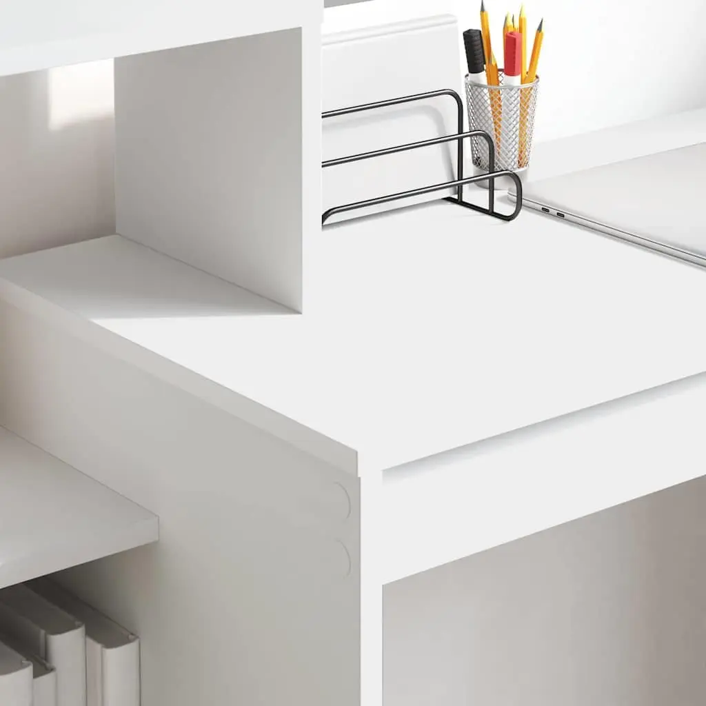 White Desk with Shelf Home Office Computer Study Table 100 x 40 x 90 cm