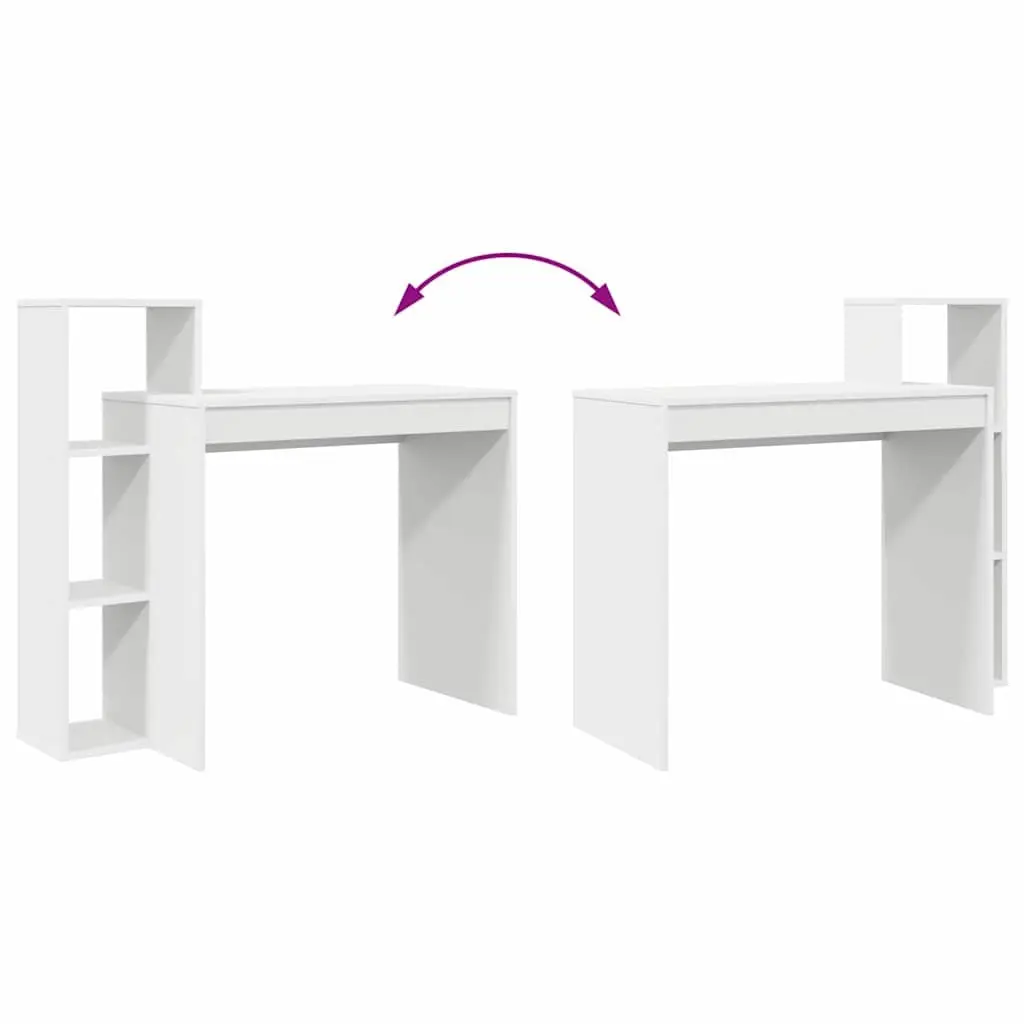 White Desk with Shelf Home Office Computer Study Table 100 x 40 x 90 cm